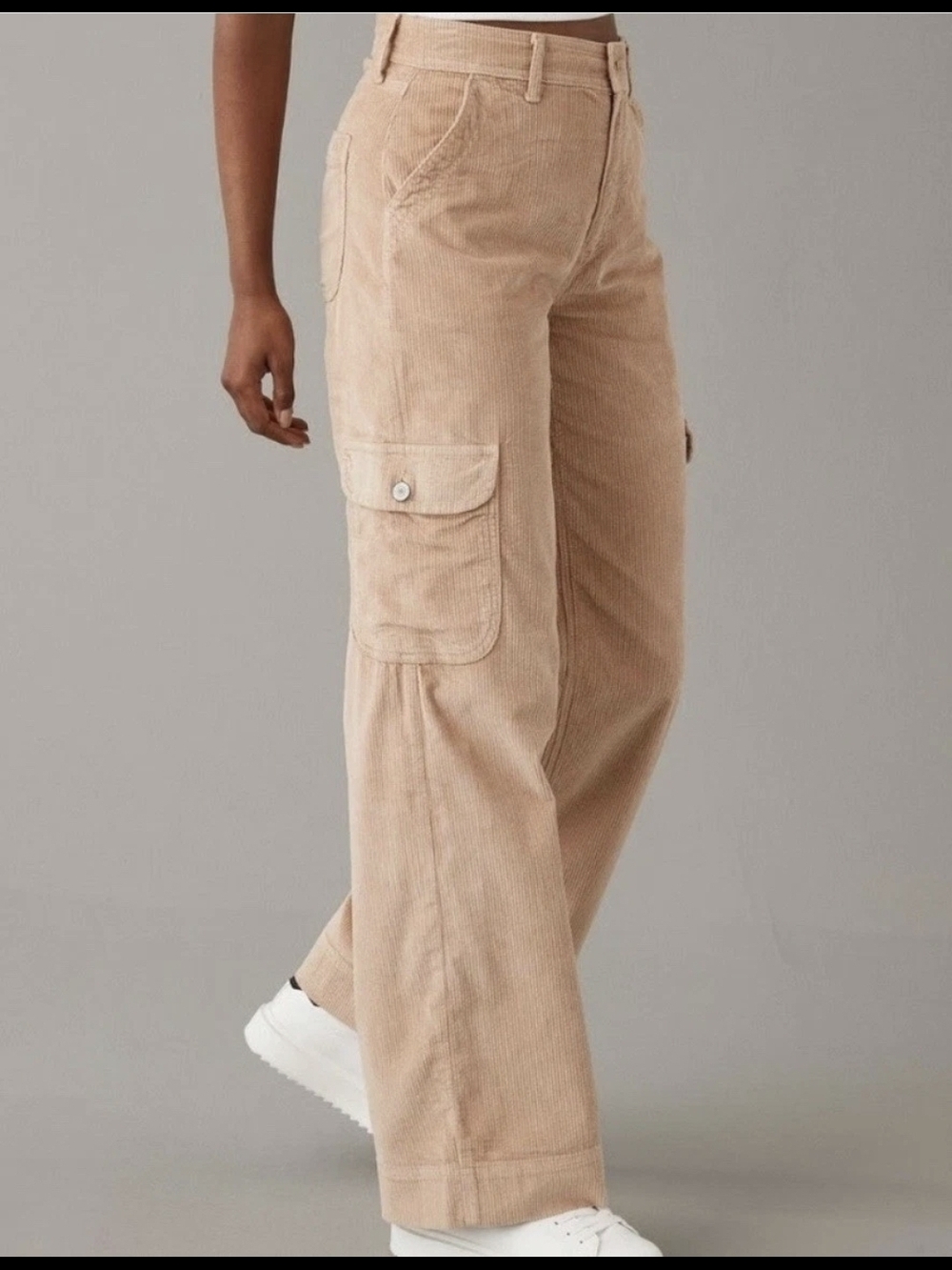 American Eagle Outfitters Women's Tan Corduroy Cargo Jeans